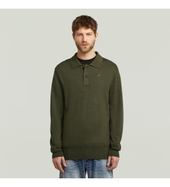 G-Star para hombre. D27707-B692-995 Polo Premium Core Dunda verde (XL), Casual, Lana, Manga larga