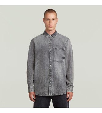 G-Star para hombre. D27083-E091-H483 Camisa Regular 1 Bolsillo gris (XS), Casual, Algodón, Manga larga