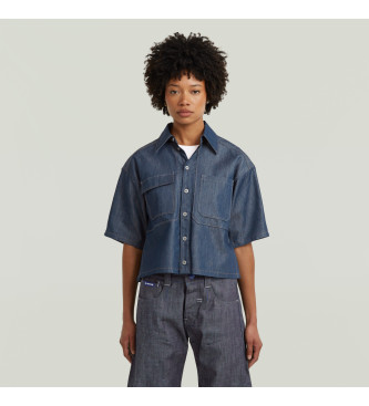G-Star para mujer. D26294-D303-001 Camisa Remix azul (L), Casual, Algodón, Manga corta