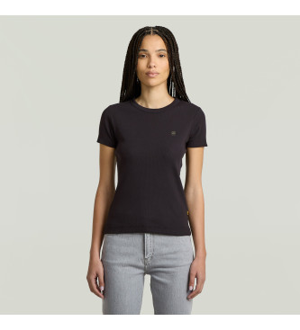 G-Star para mujer. D28110-E136-6484 Camiseta Ribbed negro (XXL), Casual, Algodón, Manga corta