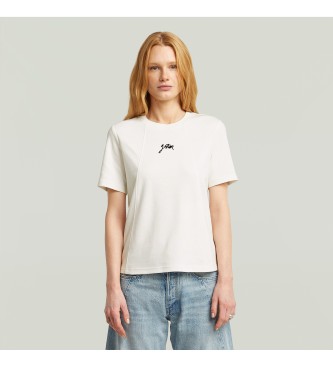 G-Star para mujer. D26907-D976-111 Camiseta Script blanco (XXS), Casual, Algodón, Manga corta