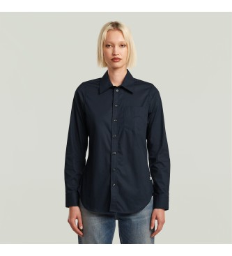 G-Starvoor vrouwen. D27115-C271-4213 Slim fit poplin overhemd marine (XS), Casual, Katoen, Lange mouwen, Marineblauw