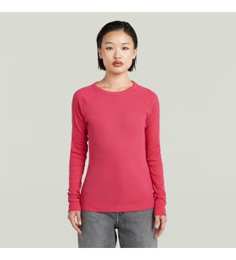 G-Star para mujer. D25026-D850-G694 Camiseta Slim rib keyhole rosa (L), Casual, Algodón, Manga larga