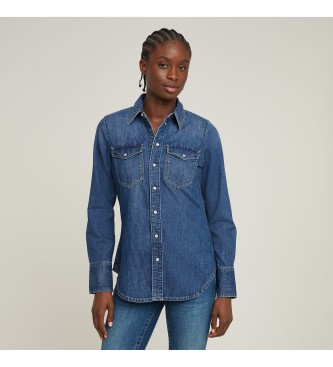 G-Star para mujer. D24343-D252-G310 Camisa Slim Western azul (XS), Casual, Algodón, Denim, Manga larga