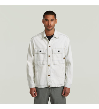 G-Star para hombre. D26462-D436-H122 Sobrecamisa Mosa blanco (XXL), Casual, Manga larga, Sostenible, Algodón Reciclado