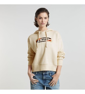 Sudadera Old Skool Logo beige (XXS), Casual, Algodón Orgánico, Sostenible, G-Star outlet 2024.