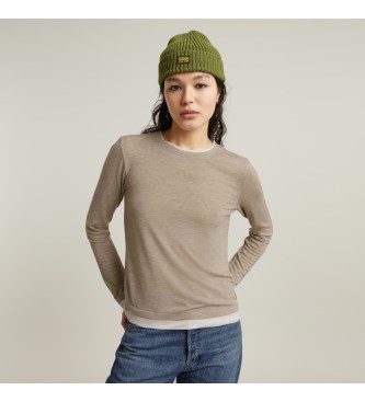 G-Star para mujer. D25049-D703-B736 Camiseta Double Layer marrón (XS), Casual, Viscosa, Manga larga