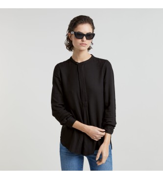 Camiseta Half Placket negro (XXS), Casual, Viscosa, Manga larga, G-Star outlet 2024.