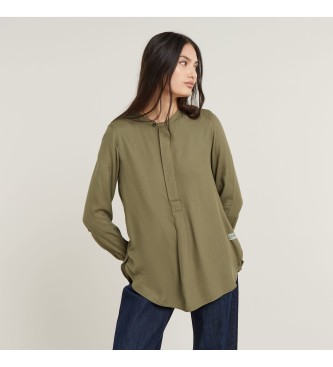 G-Star para mujer. D24441-D723-735 Camisa Half Placket verde (S), Casual, Viscosa, Manga larga