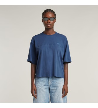 G-Star para mujer. D26134-336-835 Camiseta holgada con costura horizontal azul (XS), Casual, Manga corta, Algodón Orgánico, Sostenible