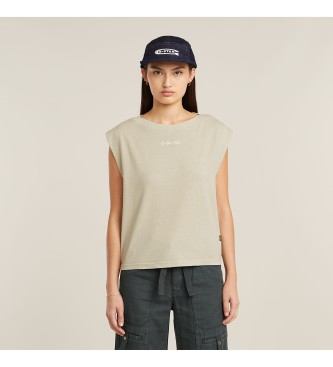 G-Star para mujer. D26240-C756-D848 Camiseta Mini G-Script Logo beige (L), Casual, Manga corta, Algodón Orgánico, Sostenible