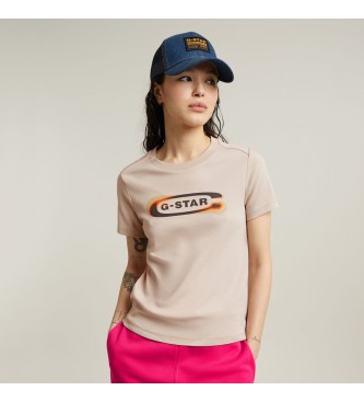 G-Star para mujer. D25031-C812-G689 Camiseta Old Skool Logo rosa (XS), Casual, Manga corta, Algodón Orgánico, Sostenible