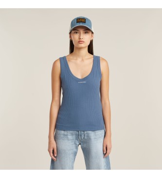 G-Star para mujer. D26065-D253-835 Camiseta sin mangas Slim Rib azul (S), Casual, Algodón, Sin mangas / Tirantes