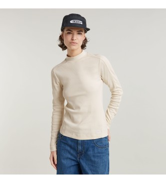 G-Star para mujer. D25033-D850-127 Camiseta Slim Rib Mock beige (XXS), Casual, Manga larga, Algodón Orgánico, Sostenible