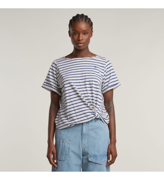 G-Star para mujer. D26224-C339-H204 Top Striped Knot azul, blanco (S), Casual, Manga corta, Algodón Orgánico, Sostenible