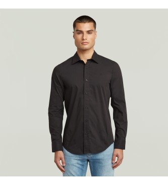 G-Starvoor mannen. D25176-D321-6484 Uniform Slim Shirt zwart (L), Casual, Lange mouwen, Biologisch katoen, Duurzaam