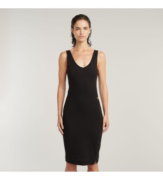 G-Star para mujer. D26593-D275-6484 Vestido asimétrico con cremallera negro (M), Casual, Sin mangas / Tirantes, Algodón Orgánico, Sostenible