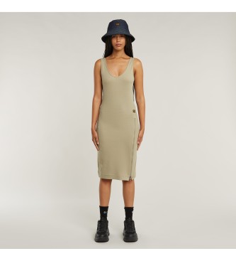 G-Star para mujer. D26593-D275-C626 Vestido asimétrico con cremallera taupe (XS), Casual, Sin mangas / Tirantes, Algodón Orgánico, Sostenibl