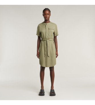 G-Star para mujer. D26157-D573-6057 Vestido Belted verde (XL), Casual, Viscosa, Manga corta