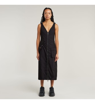 G-Star para mujer. D26288-D308-6484 Vestido Cargo negro (S), Casual, Algodón, Sin mangas / Tirantes, Sostenible