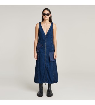 G-Star para mujer. D26288-D934-H135 Vestido cargo azul (XS), Casual, Sin mangas / Tirantes, Algodón Orgánico, Sostenible