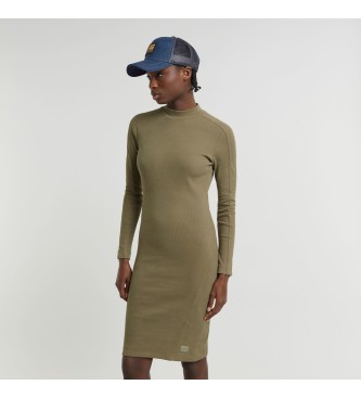 Vestido Ergonomic Slim Rib verde (XL), Casual, Manga larga, Algodón Orgánico, Sostenible, G-Star outlet 2