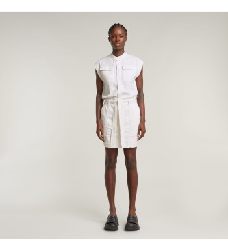 G-Star para mujer. D26164-D454-G377 Vestido Pocket Cap Sleeve blanco (XS), Casual, Sin mangas / Tirantes, Algodón Orgánico, Sostenible