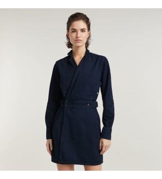 G-Star para mujer. D25350-D539-G839 Vestido Wrap marino (L), Casual, Algodón, Manga larga