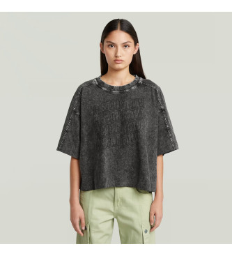 G-Star para mujer. D26243-C756-H365 Camiseta Washed multi logo oversized gris (M), Casual, Manga 3/4, Algodón Orgánico, Sostenible