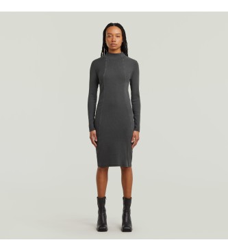 G-Star para mujer. D27164-E127-B564 Vestido Washed Slim Rib negro (XXS), Casual, Algodón, Manga larga