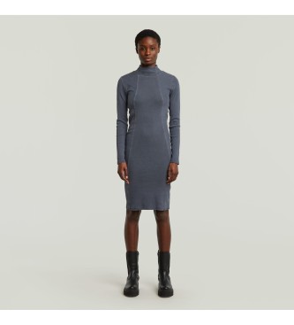G-Star para mujer. D27164-E127-H193 Vestido Washed Slim Rib azul (M), Casual, Algodón, Manga larga