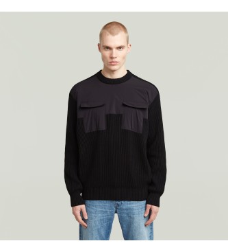 G-Star para hombre. D26725-C868-6484 Jersey de punto mixto negro (XL), Casual, Algodón