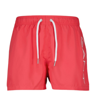 Gantvoor mannen. 920006200 Lichtgewicht rode zwemshort (L), Rood, Strandkleding, Gerecycled polyester, Duurzaam
