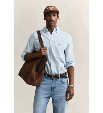 Gant para hombre. 3250082 Camisa de mezcla de lino azul (L), Casual, Manga larga