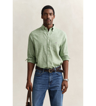 Gant para hombre. 3250082 Camisa de mezcla de lino verde (XXL), Casual, Manga larga
