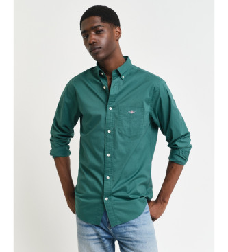 Gant para hombre. 3000100 Camisa Regular Fit de popelina verde (M), Casual, Algodón, Manga larga