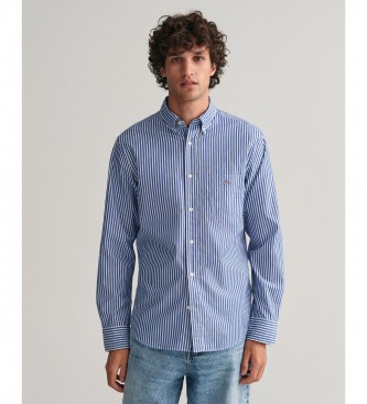 Gant para hombre. 3000130 Camisa Regular Fit de popelina a rayas azul (S), Casual, Algodón, Clásico, Manga larga