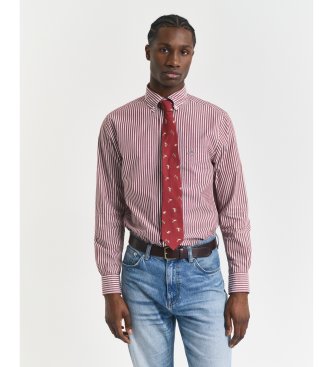 Gant Camisa Regular Fit de popelina a rayas burdeos
