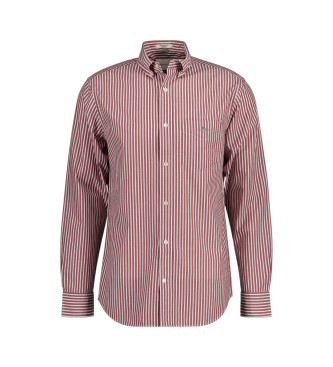 Camisa Regular Fit de popelina a rayas burdeos (M), Rojo, Casual, Algodón, Clásico, Manga larga
