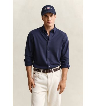 Gant Camisa Regular Fit de punto de piqué elástico marino