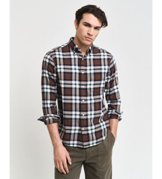 Gant unisex. 3240216 Camisa De Franela Regular Fit De Cuadros Escoceses marrón (L), Casual, Algodón, Manga larga, Sostenible