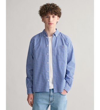 Gant Para Menino. 930483 Camisa Vichy Shield Teens Em Popelina Xadrez Azul (13/14AñOs= 158/164Cm), Casual, AlgodãO, Manga Comprida, Moda Inf-image