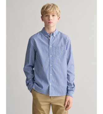 Gant para niño. 930484 Camisa de popelina a rayas Shield Teens azul (13/14años= 158/164cm), Casual, Algodón, Manga larga, moda infantil