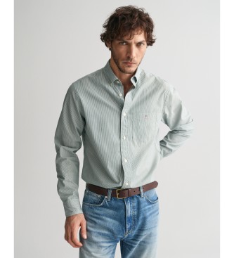 Gant para hombre. 3000140 Camisa de popelina Regular Fit Banker Stripe verde (XL), Casual, Algodón, Manga larga