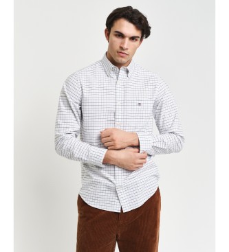 Gant para hombre. 3240255 Camisa Oxford Clásica Regular Fit A Cuadros Tattersall blanco (S), Casual, Manga larga, Algodón Orgánico, Sostenib