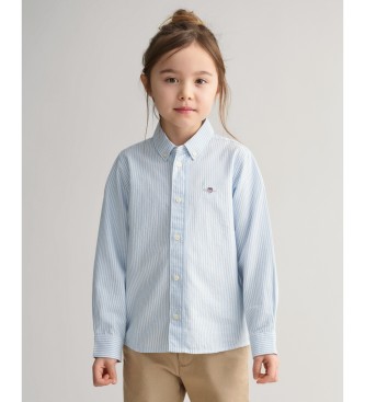 Gant för flickor. 830428 Shield Randig Oxfordskjorta blå (3/4años= 98/104cm), Casual, Lång ärm, Ekologisk bomull, Hållbar, barnmode