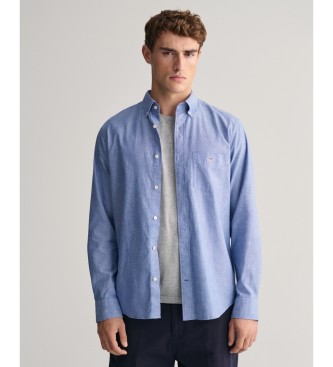 Gant para hombre. 3240100 Camisa Regular Fit de algodón y lino azul (4XL), Casual, Manga larga