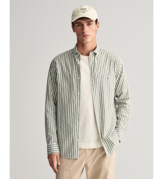 Gant para hombre. 3240060 Camisa Regular Fit de lino y algodón a rayas verde (XXL), Casual, Manga larga
