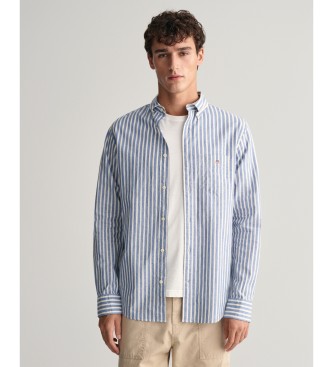 Gant para hombre. 3240060 Camisa Regular Fit de lino y algodón a rayas azul (3XL), Casual, Manga larga