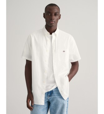 Gant para hombre. 3240101 Camisa Regular Fit de manga corta en algodón y lino blanco (S), Casual